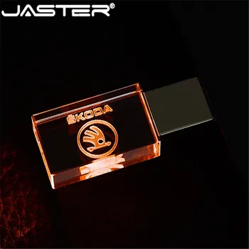 JASTER Skoda logotyp crystal + metall USB-flash-enhet pendrive 4GB 8GB 16GB 32GB 64GB 128GB Extern Lagring memory stick u disk