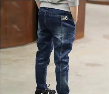 Jeans raka byxor pojkar barn bekväm denim kläder tecknat utskrift retro gamla denim byxor
