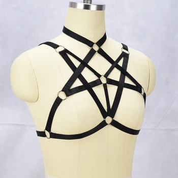 JLX.UTNYTTJA Sexiga bunden buren bra sele-bh, bälte elastiskt band Harajuku Gotisk design sele bh, plus size underkläder