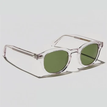 Johnny Depp Polariserade Solglasögon Män Handgjord av Acetat solglasögon Kvinnor Runt om Lyx Varumärke Optiska Glasögon UV400 Ram Glasögon