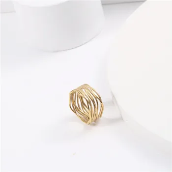 Joolim High End-Guld Finish Oregelbundna Ringar för Kvinnor Design Smycken i Rostfritt Stål Smycken