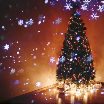 Julen Snöflinga LED-Projektor Lampor Festival Holiday Home Party Decor Natt Lampa Snö Projektorn tänds Jul Dekoration