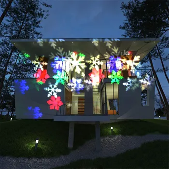Julen Snöflinga Projektorn Ljus Utomhus Flyttar Snöflinga LED Landskapet Laser Projektor Lampa för Halloween Bröllop