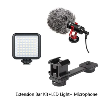 Kalla Sko Trippel Montera Mikrofonen Flash Light Platta för Gopro 9 8 7 Osmo Pocket 2 Zhiyunbergen Smidig Förlängning Bar Gimbal Tillbehör
