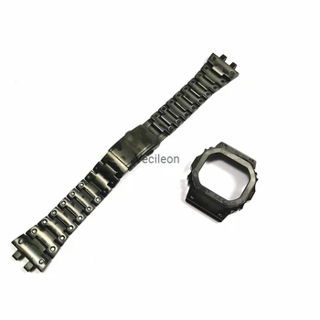 Kamouflage och Blå 316 Rostfritt Stål Watchbands och Bezel För GMW-B5000 Metall Stål Klocka Armband Täck Med Verktyg