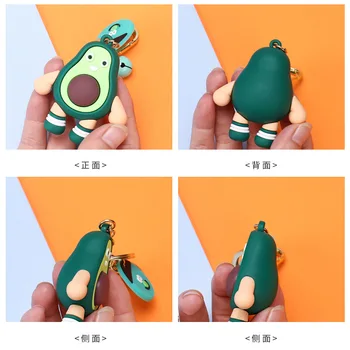 Kawaii Tecknat Härlig Mode Avokado Viktiga Spänne Citron Frukt Doll Nyckelringar Bil Hänge Födelsedagspresent Smycken