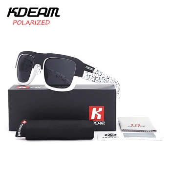 KDEAM Fyrkantiga Solglasögon Män Sport solglasögon Polariserade Spegel HD-objektiv Unisex Offentlig Glasögon 6 Färger UV400 Med Fallet KD03X