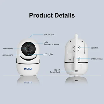 KERUI 2ST Mini-Kamera Övervakning Inomhus Kamera Trådlös Wifi-1080P-Stöd rörelsedetektor Night Vision-APPEN Cloud Lagring