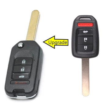 KEYECU 313.8/ 433MHz ID47 Chip FCC: MLBHLIK6-1T Upfraded Flip 3+1 4-Knappen Remote nyckelbricka för Honda Fit Civic XRV HRV CRV