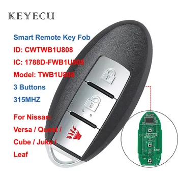 Keyecu CWTWB1U808 Bil av märket Smart Remote-Knappen 3 Knappar 315MHz för Nissan Cube Juke Quest Blad Versa 2011 2012 2013 2016 2017