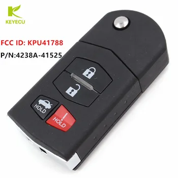 KEYECU Ny Ersättare Fällbara Fjärrkontrollen nyckelbricka 4-Knappen för Mazda 6 Sedan & RX-8 2005-2008 FCC ID: KPU41788