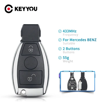 KEYYOU 2 Knappar Smart Remote Viktiga För Mercedes Benz År 2000+ Stöder Ursprungliga BGA 315MHz Eller 433,92 MHz 3 Knappar