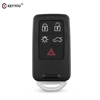 KEYYOU Ersätter Smart Remote Bil Nyckel Skal Fall Fob 5 Knappar För Volvo S60, V60 V70 V70 XC60 XC70 2007-2017 klaviaturlocket