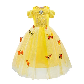 Kids Princess Dress Up Fjärilar Flickor Cinderella Kostym Carnival Outfits Födelsedag Kläder För Barn Party Sugen Förklädnad