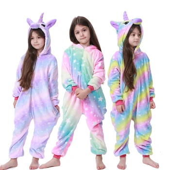 Kigurumi Sy Barn Pyjamas Vintern Sleepwear Pojkar Onesies Flickor Pyjamas Set Unicorn Panda Djur Pyjama Barn Barn Pijamas