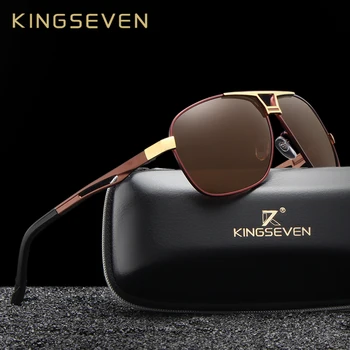KINGSEVEN Varumärke Designer Polariserade Solglasögon För Män Kör aluminiumram Reser solglasögon för Män Glasögon Oculos Gafas