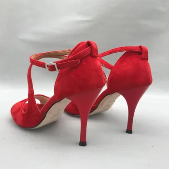 Klassisk Röd Flamenco Dans Skor Argentina Tango Skor träning skor MST6291RS Läder Hård Sula 7,5 cm 9 cm klack tillgängliga