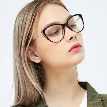 Klassiska Kvinnor Cat Eye Glasögon Ram Mode Damer Läsglasögon Receptbelagda Glasögon Ram Optiska Skådespel