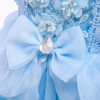 Klä Flickor Pärlbrodering Applikation Blomma Prinsessa Klänningar Flicka Spets Mesh halloween Födelsedag julfest Fancy Barn Kostym