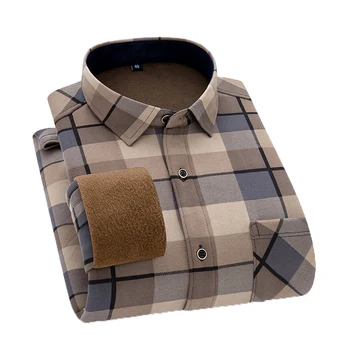 Kläder för Män tröja vinter varma långärmade skjortor flanell rutiga skjortor förtjockad varma och sköna tröjor stora tröjor