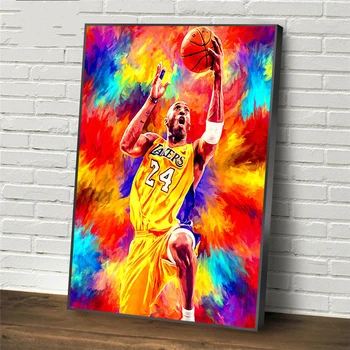 Kobe Duk Konst Affischer, oljemålningar på Duk Största basketspelare Vägg Bilder för Moderna Hem Room Decor Ingen Inramade