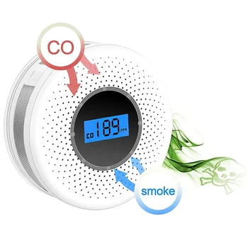 Kombinationen Rök och Kolmonoxid Detektor med Display, Batteri Drivs Rök CO larmgivare