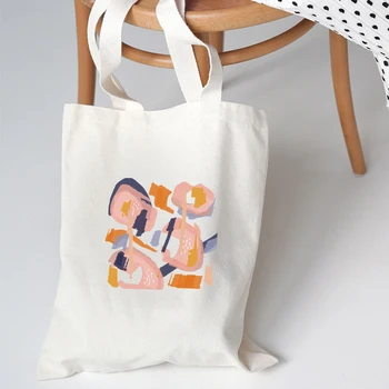 Konst Estetiska Kvinnor Handväska Canvas Väskor Abstrakt Utskrift Shopping Väskor Casual Trasa axelväska för Flickor Damer Shopper Väskor