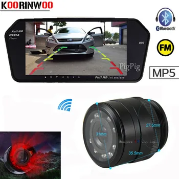 Koorinwoo Trådlöst Bil 7 tums Färg Speg Övervaka 1024*600 Bluetooth-MP5 FM-Sändning Bilen backkamera Spår System