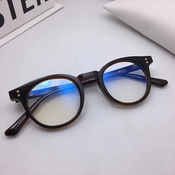 Koreanska märket designer runda Vintage Kvalitet Acetat eyeglass ram Milano lång templet kvinnor män för receptbelagda lins