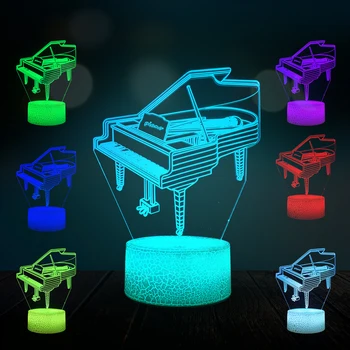 Kreativ Musik Musikinstrument 3D LED-Lampa USB-Humör nattlampa Multicolor Byta Touch Remote Luminaria Förändring Tabell