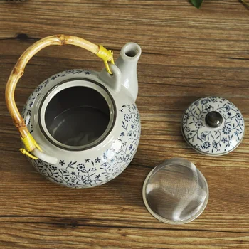 Kreativa keramik glasyr färg process vattenkokare tekanna 800ml med filter tekanna i porslin te-set till försäljning