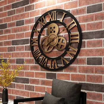 Kreativa Tyst Wall Clock 3d-Retro Rustik Diy Dekorativa Lyx Trä Handgjord Överdimensionerade väggklocka För Hem Bar Cafe Inredning