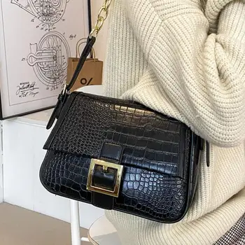 Krokodil mönster Square Armhålan väska 2020 Ny Kvalitet PU Läder Kvinnors Designer Handväska Hög kapacitet Skuldra Väska