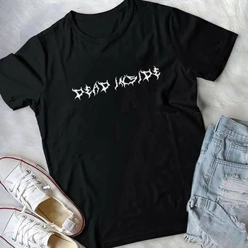 Kuakuayu HJN Goth Döda Inuti Brevet Tryckt T-Shirt Kvinnor Harajuku Tumblr Kort Ärm Bomull, Hipster Grunge Stil
