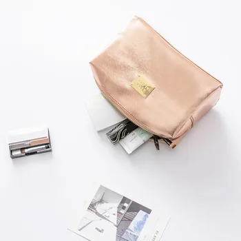 Kvinnor Liten Makeup Väska Guld Silver Färger Kosmetiska Väska Professionellt Sätt Och Att Resa Smink Arrangör Smink Box Toiletry Påse