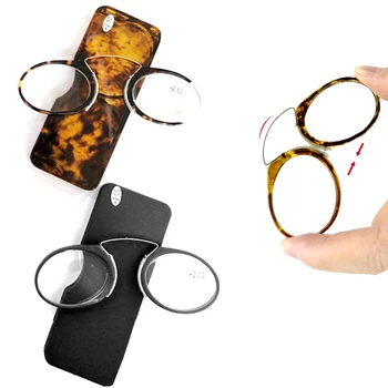 Kvinnor Män Mini näsklämma På läsglasögon Tunna Flexibla Läsare Bärbara Plånbok Pocket Optik Glasögon med Fallet
