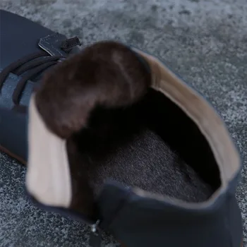Kvinnor Skor Fleece Fur Boots I Äkta Läder Vinterstövlar Kvinnor 2019 Damer Boots Kvinnor Skor