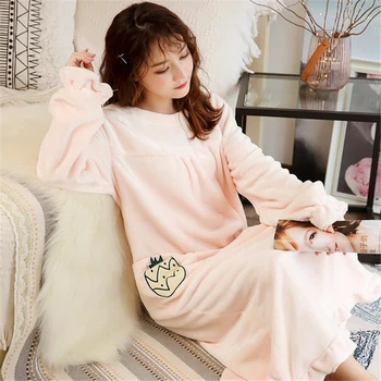 Kvinnors nattlinne höst vinter flanell koreanska stora eleganta badrock tjock mantel nya ankomst gravida kvinnor sleepwear