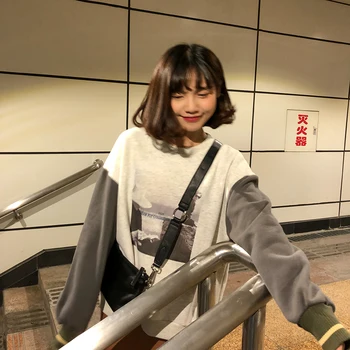 Kvinnors Sweatshirts Japanska Harajuku Ulzzang Avslappnad Lös Ins Vintage Tröja Kvinnliga koreanska Kawaii Kläder För Kvinnor