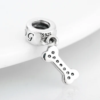 Kärlek Dog 925 Silver Djur Flytande charms Ben Form CZ Charm smycken gör Passa DIY Ursprungliga Designer Armband Halsband