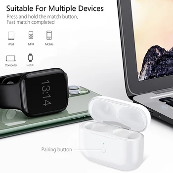 Laddare För Airpods Pro Air skida pro Ersätter Qi Trådlös Trådlös Laddare Laptop med Bluetooth Pairing Sync-Knappen