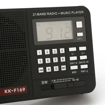 Laddningsbara Bärbara 21 Band Radio Receiver med Fm/AM/SW1-18 Radio bordsradio musikspelaren har Stöd för USB Disk SD-Kort med MP3-Filer