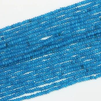 Lake blue jades 2*4 mm natursten facetterade rondeller abacus kalcedon passar diy halsband armband charms lösa pärlor 15inch B569
