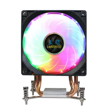 LANSHUO 4-PIN PWM CPU-kylare 90mm 2 Heat Pipes Lugnt RGB Dubbel fläkt kylning System för X79 X99 LGA2011 Nyanlända