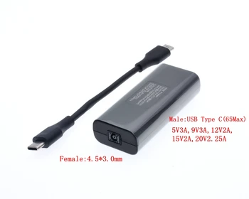 Laptop Jack Kontakt Dc Adapter Converter 4.5*3,0 mm Hona till USB Typ C Plugg för Macbook Hp Lenovo Typ-C Laddare