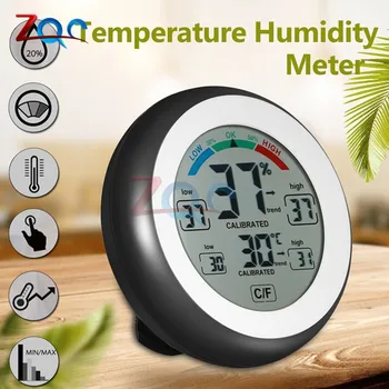 LCD-Display Digital Termometer Hygrometer Runda Trådlös Elektronisk Temperatur Luftfuktighet Meter väderstation Inomhus-Testare