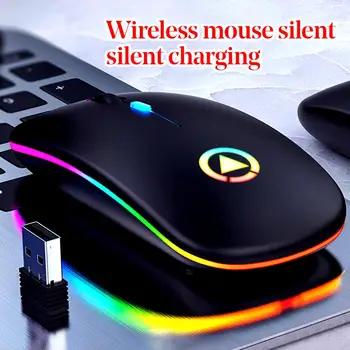LED-Bakgrundsbelyst Uppladdningsbara Trådlösa Tyst Mus USB-Mus, Ergonomisk Optisk Gaming Mouse Stationär DATOR Bärbar dator Musen