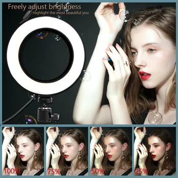 LED Ring Ljus Foto Studio Kamera Ljus Fotografering Dimbara Video ljus för Youtube Smink Selfie med Stativ telefonhållare