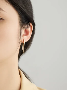 LEKANI Sterling Silver 925 Trendiga Smycken Klipp Örhängen För Kvinnor Minimalistisk Guld Färg Smal Örat Klipp Eleganta Kvinnliga Parten Eller