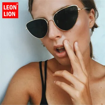 LeonLion Klassiska Metall Cateye Solglasögon Sexig Kvinna Mode 2021 Street Beat solglasögon Utomhus Oculos De Sol Feminino UV400